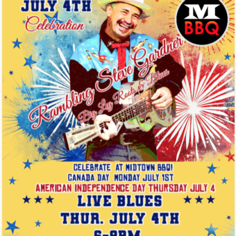 MIDTOWN BBQ  (TOKYO) THURSDAY JULY 4 Rambling Steve Gardner 6-9PM